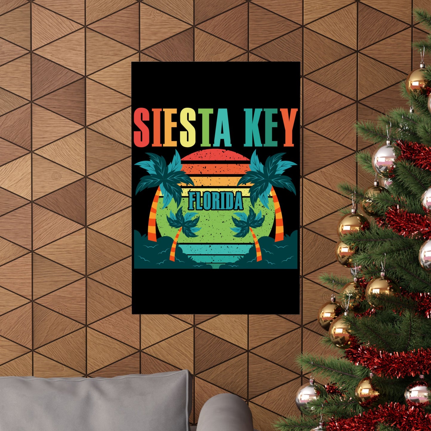 Siesta Key Beach Florida Fl Vintage Vaporwave Retro 80S - Wall Art