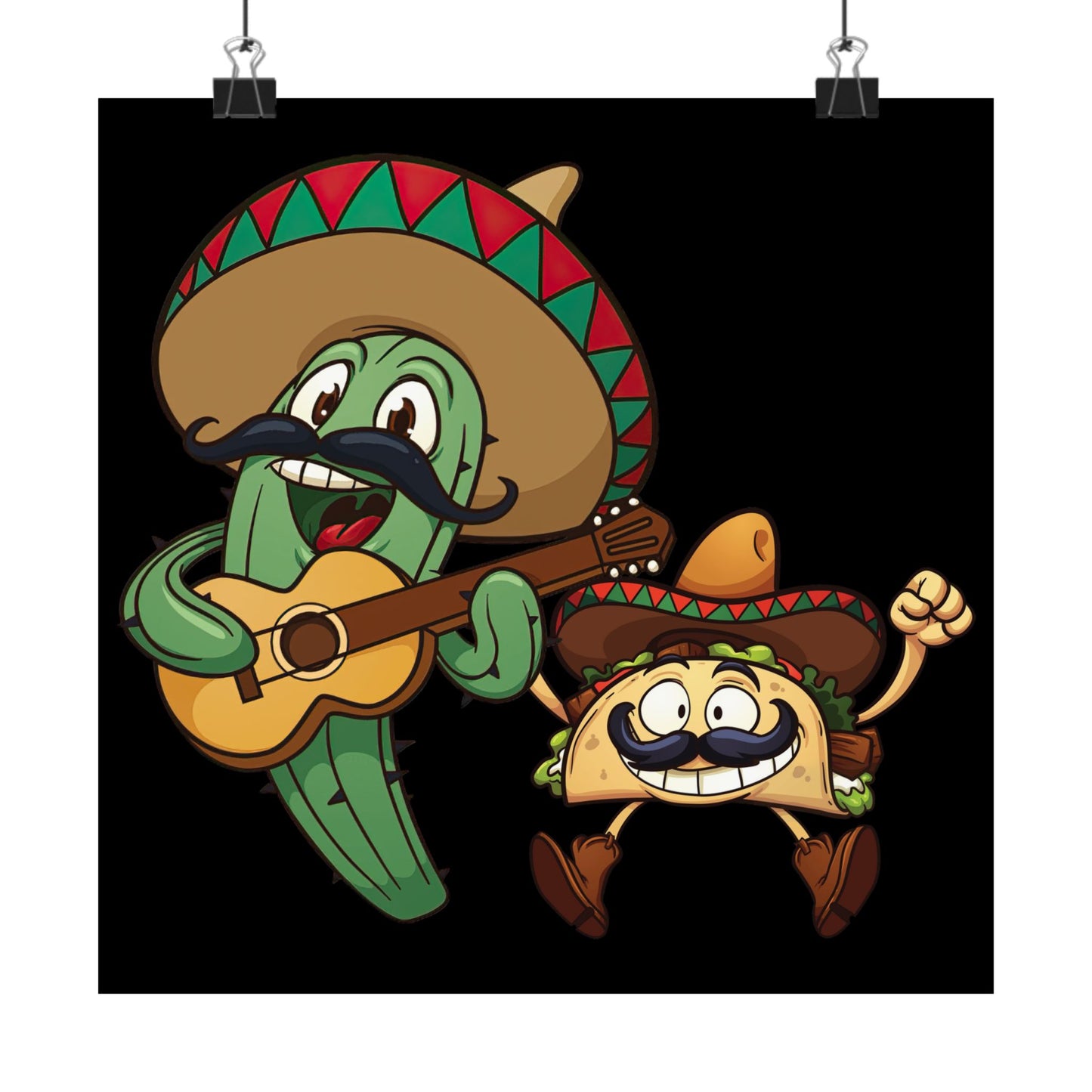 Guitar Mexico Fiesta Cactus Guitarist Sombrero Cinco De Mayo - Wall Art