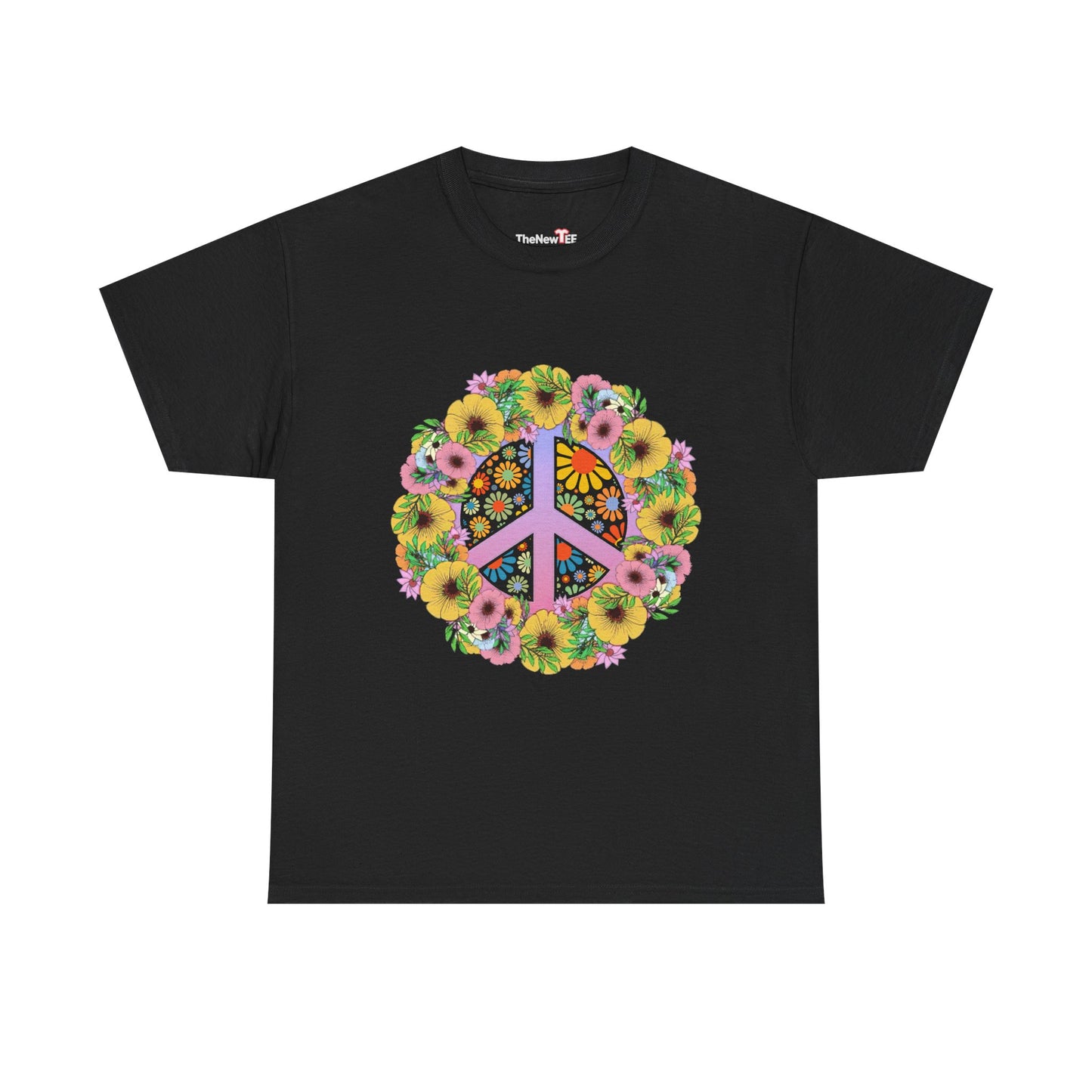 Peace Sign Bright Colorful Flower 60S 70S - Unisex T-Shirt