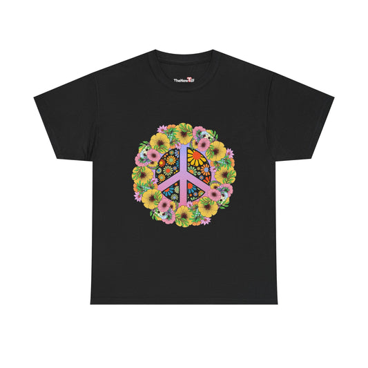 Peace Sign Bright Colorful Flower 60S 70S - Unisex T-Shirt
