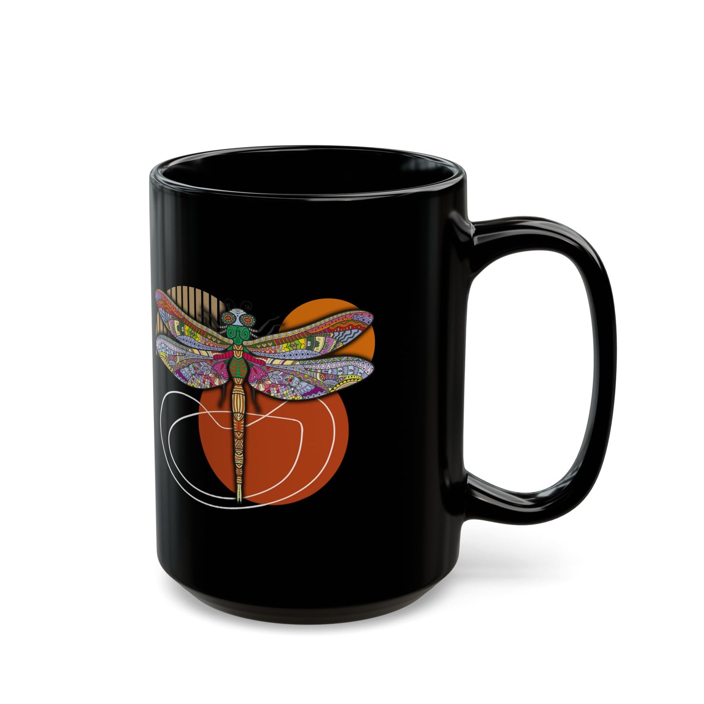 Animal Gift Retro Dragonfly - Black Mug