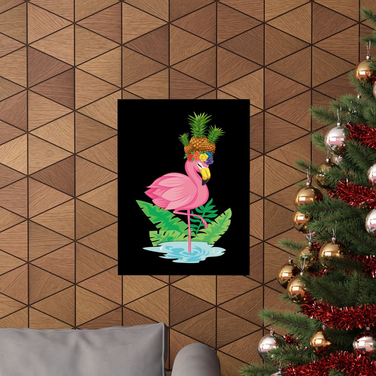 Funny Flamingo Pineapple Pun Lover Gift Pine Mingo - Wall Art