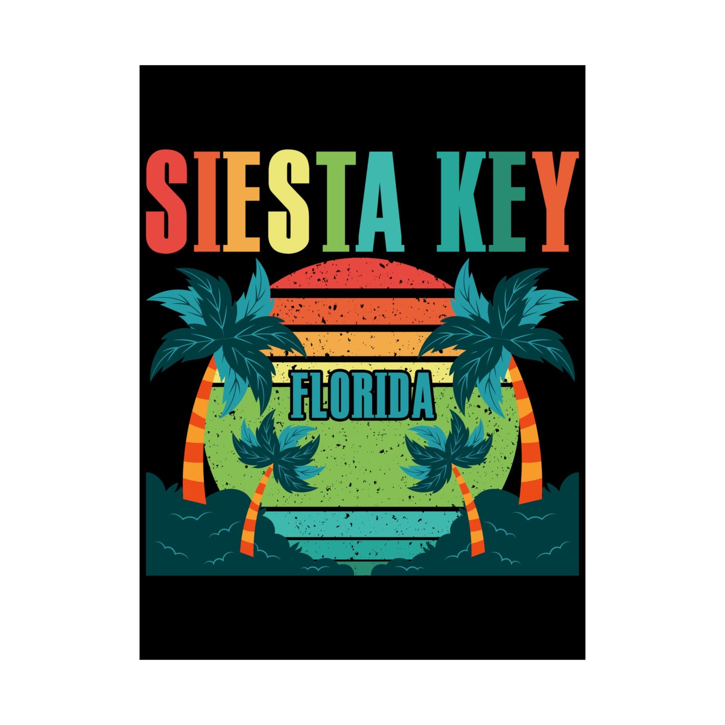 Siesta Key Beach Florida Fl Vintage Vaporwave Retro 80S - Wall Art