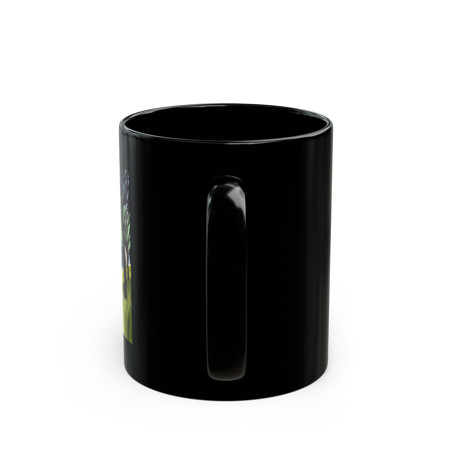 Bigfoot In The Forest Hiding At Night Full Moon Trees Nature - Black Mug