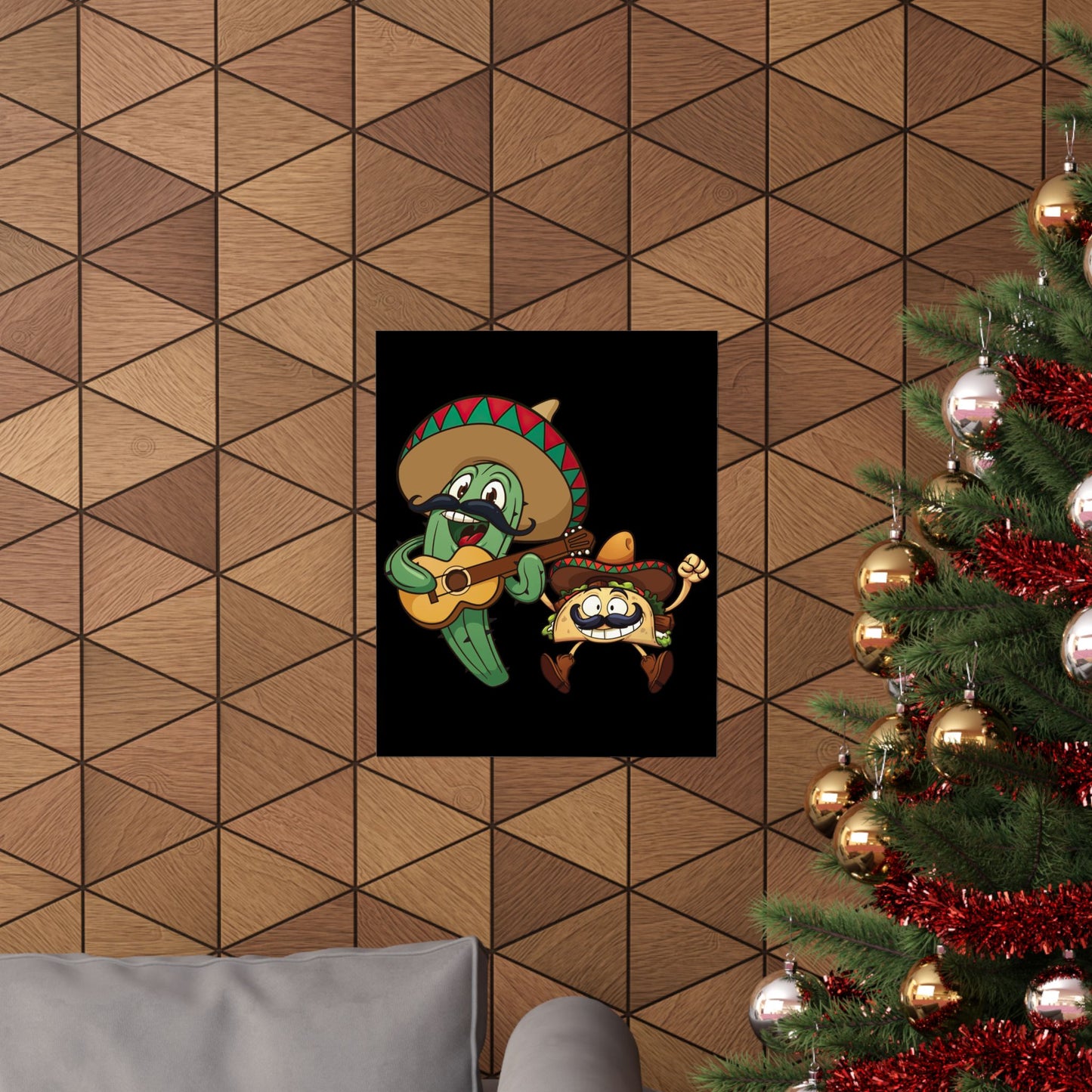 Guitar Mexico Fiesta Cactus Guitarist Sombrero Cinco De Mayo - Wall Art