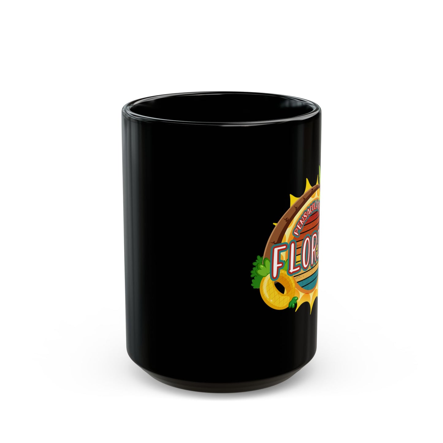 Family Vacation Retro Sunset Florida Pensacola Beach - Black Mug