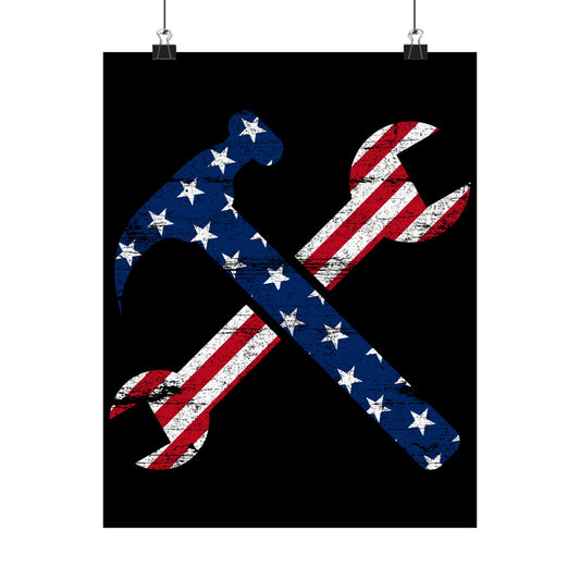 American Flag Ironworker And Tools - Wall Art