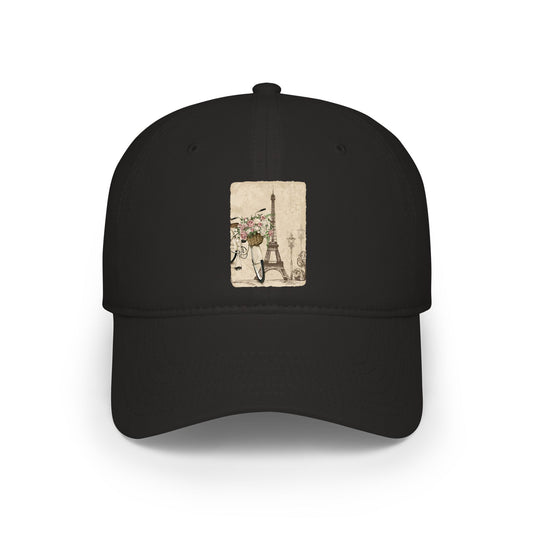 Paris Eiffel Tower Vintage Sketch Low Profile Baseball Cap