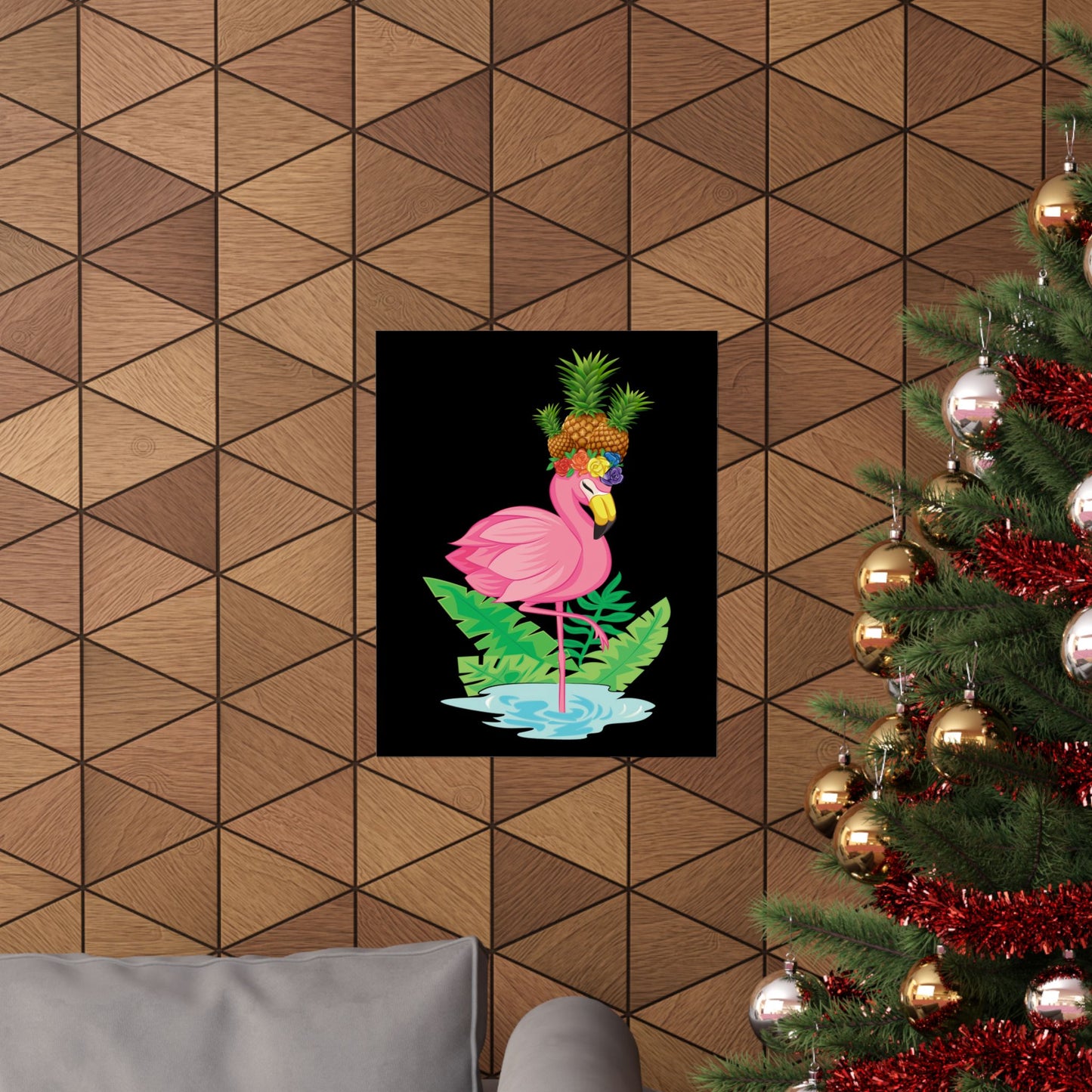 Funny Flamingo Pineapple Pun Lover Gift Pine Mingo - Wall Art