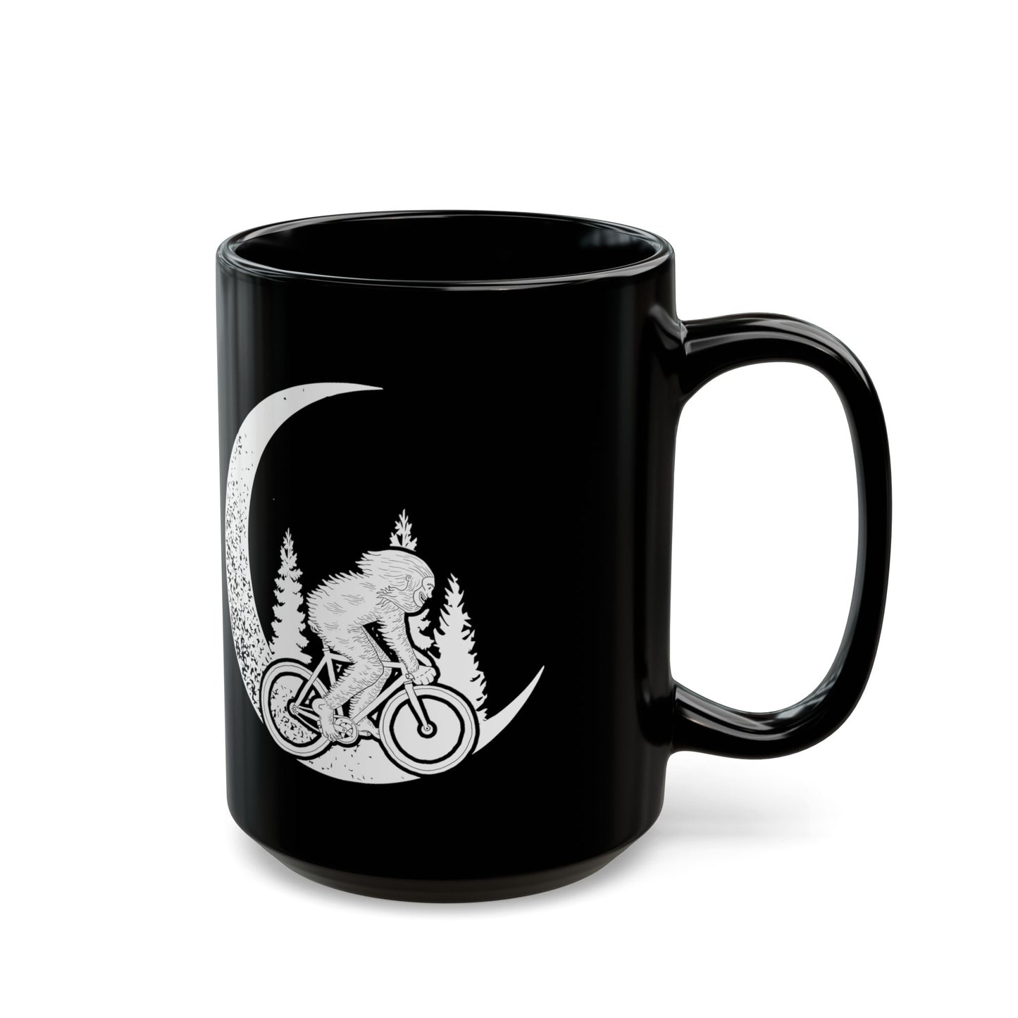 Yeti Riding Moon Bike Halloween Lunar Cycling Bigfoot - Black Mug