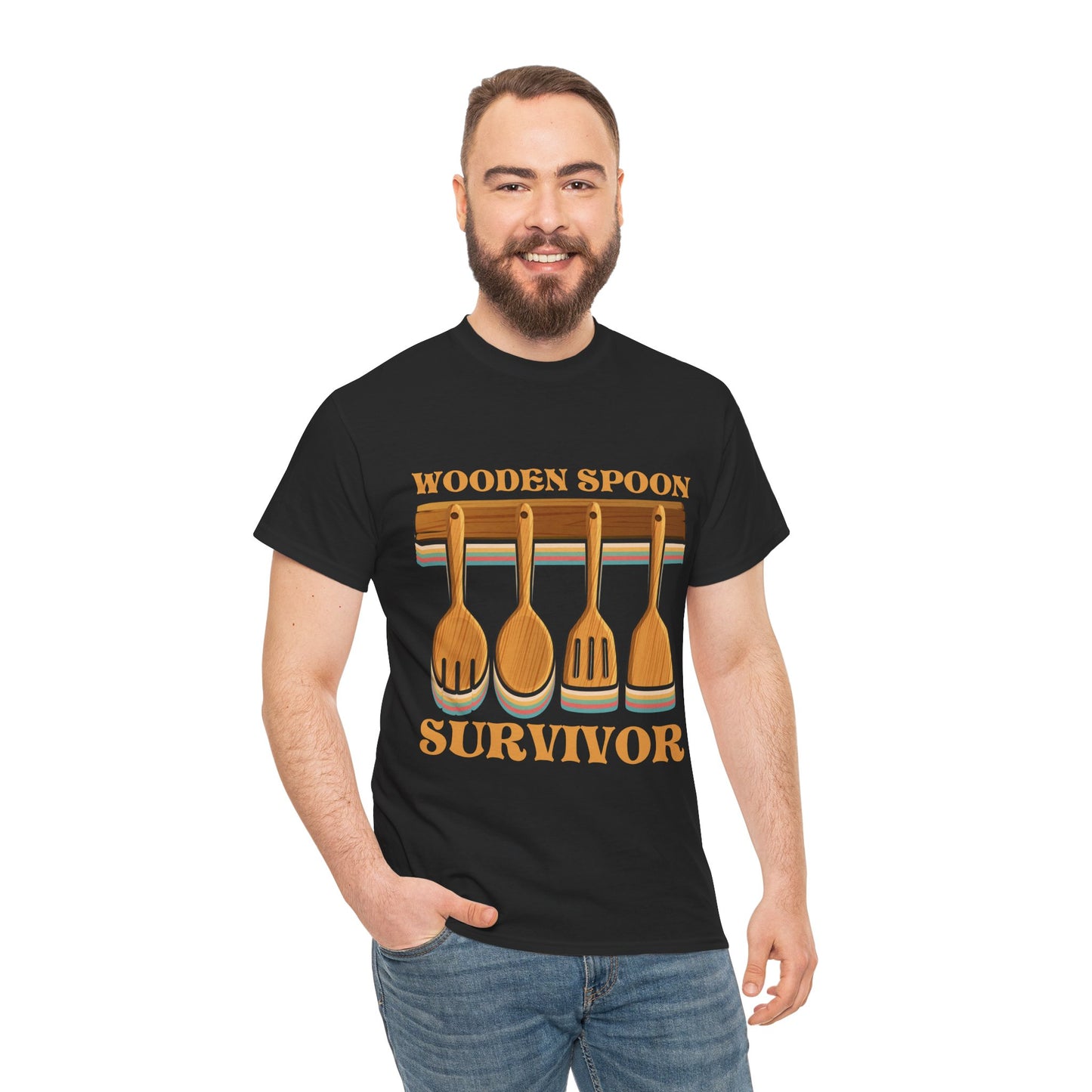 Funny Wooden Spoon Survivor Vintage Retro Humor - Unisex Graphic T-Shirt