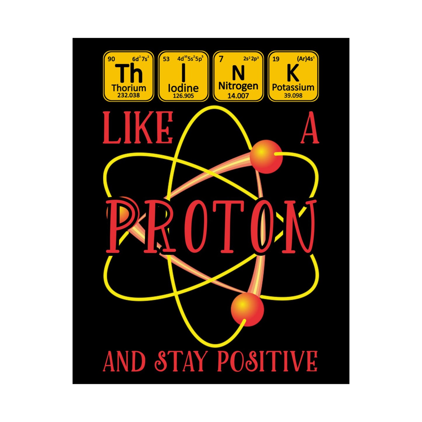 Think Like A Proton And Stay Positive Funny Science - Wall Art