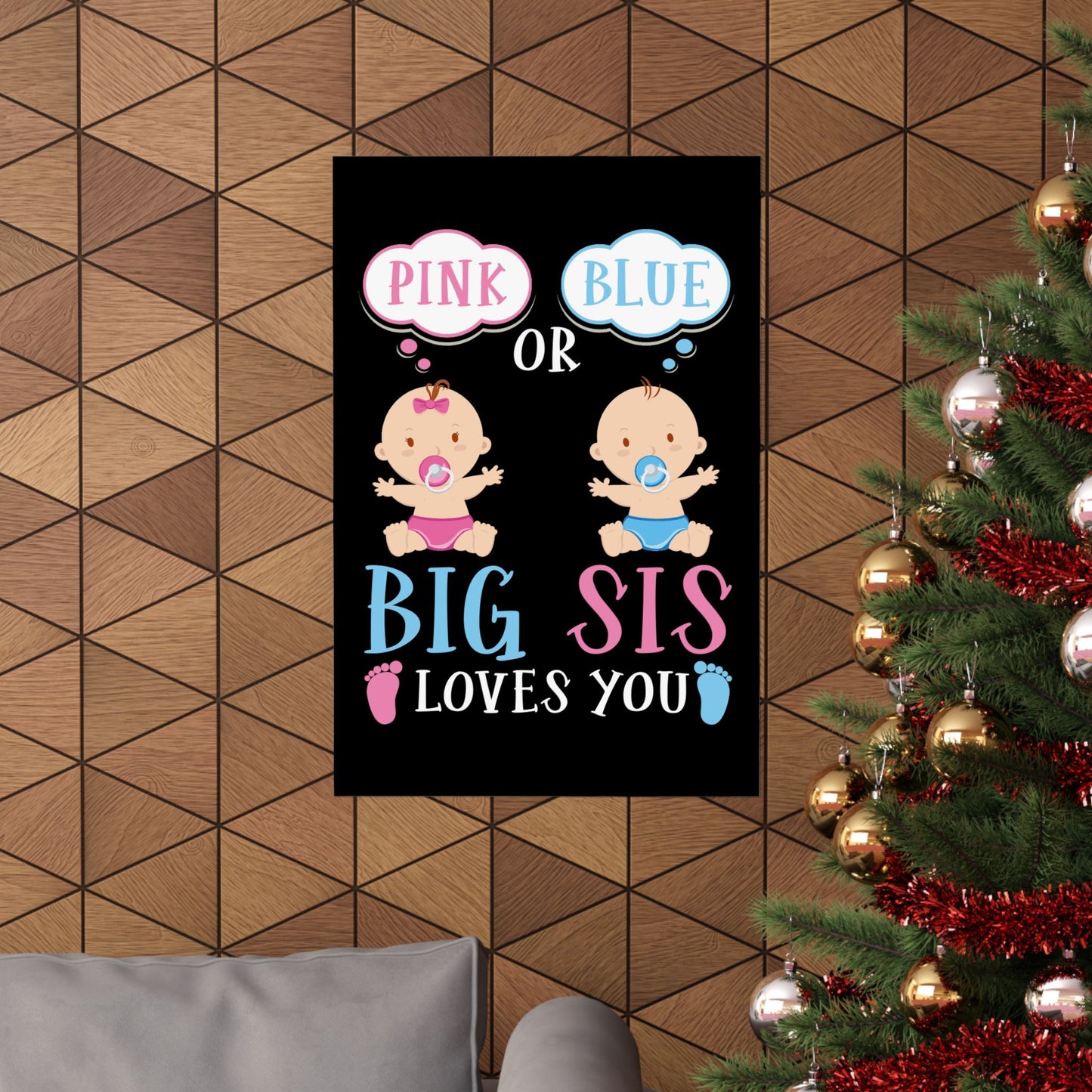 Big Sister Baby Shower Pink Blue - Wall Art