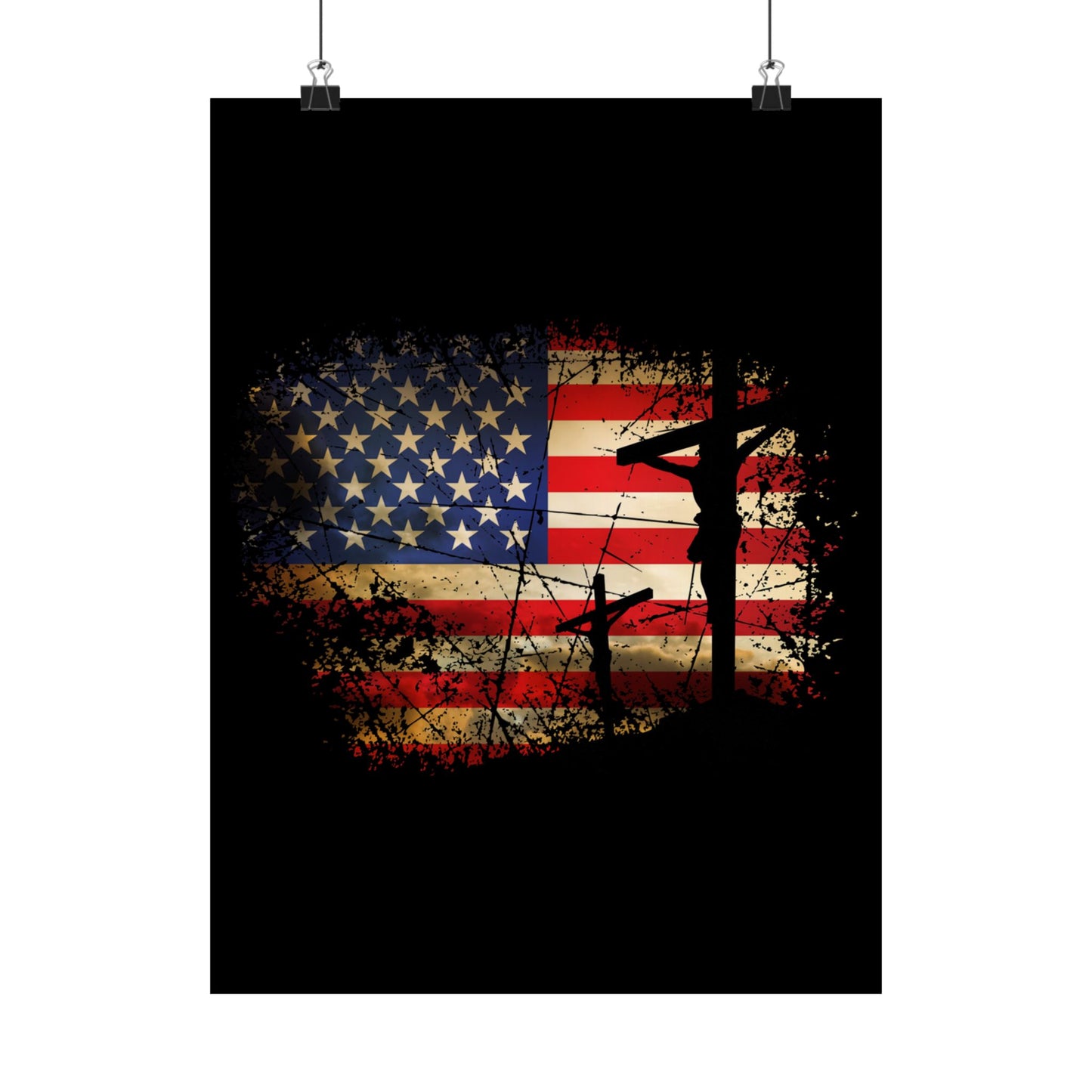 Cross Christ American Flag Pride Hand Christian Lover Gift - Wall Art