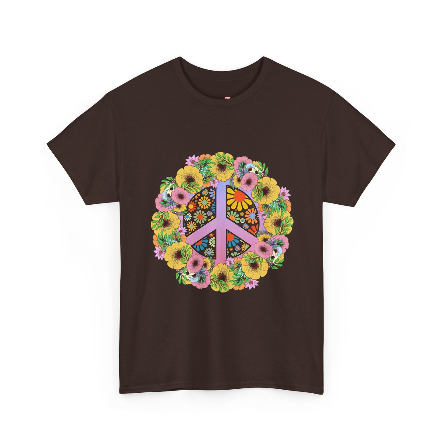 Peace Sign Bright Colorful Flower 60S 70S - Unisex T-Shirt