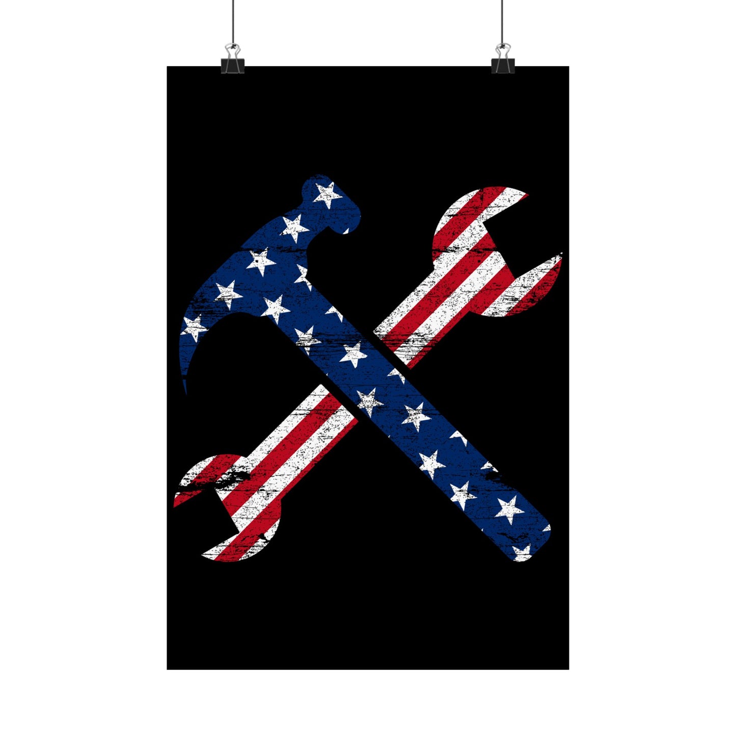 American Flag Ironworker And Tools - Wall Art