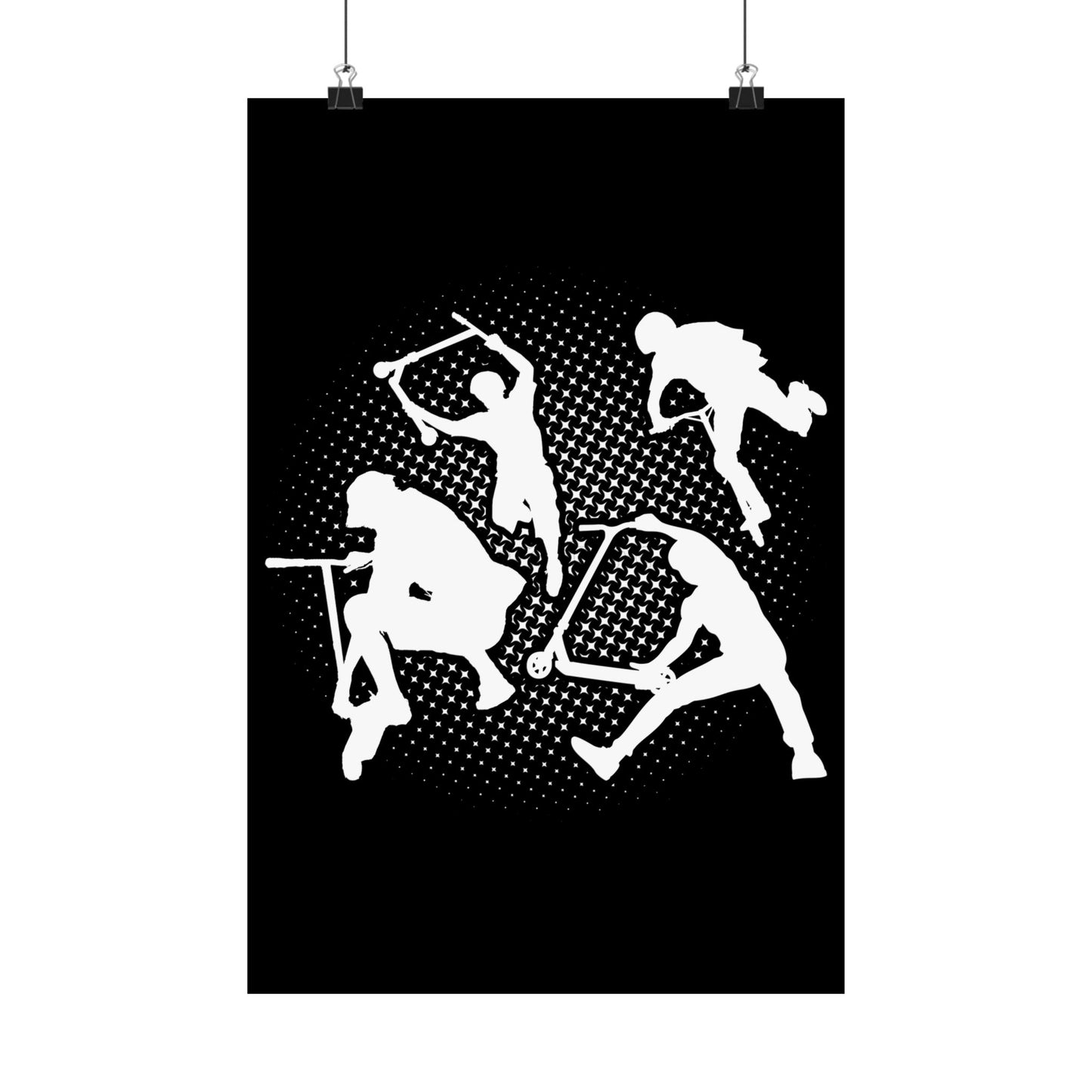 Scooter Stunt Silhouette Matte Poster — Extreme Freestyle Scooter Wall Art