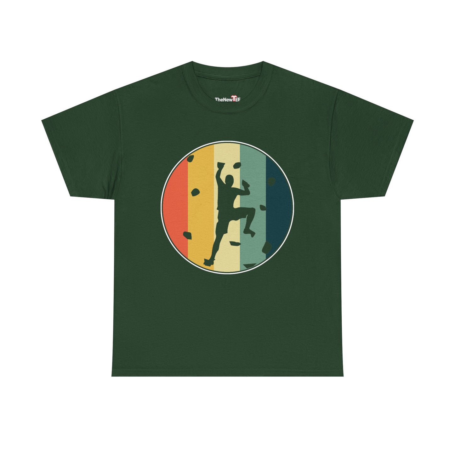 Rock Climbing T-Shirt — Retro Stripe Bouldering Silhouette Tee