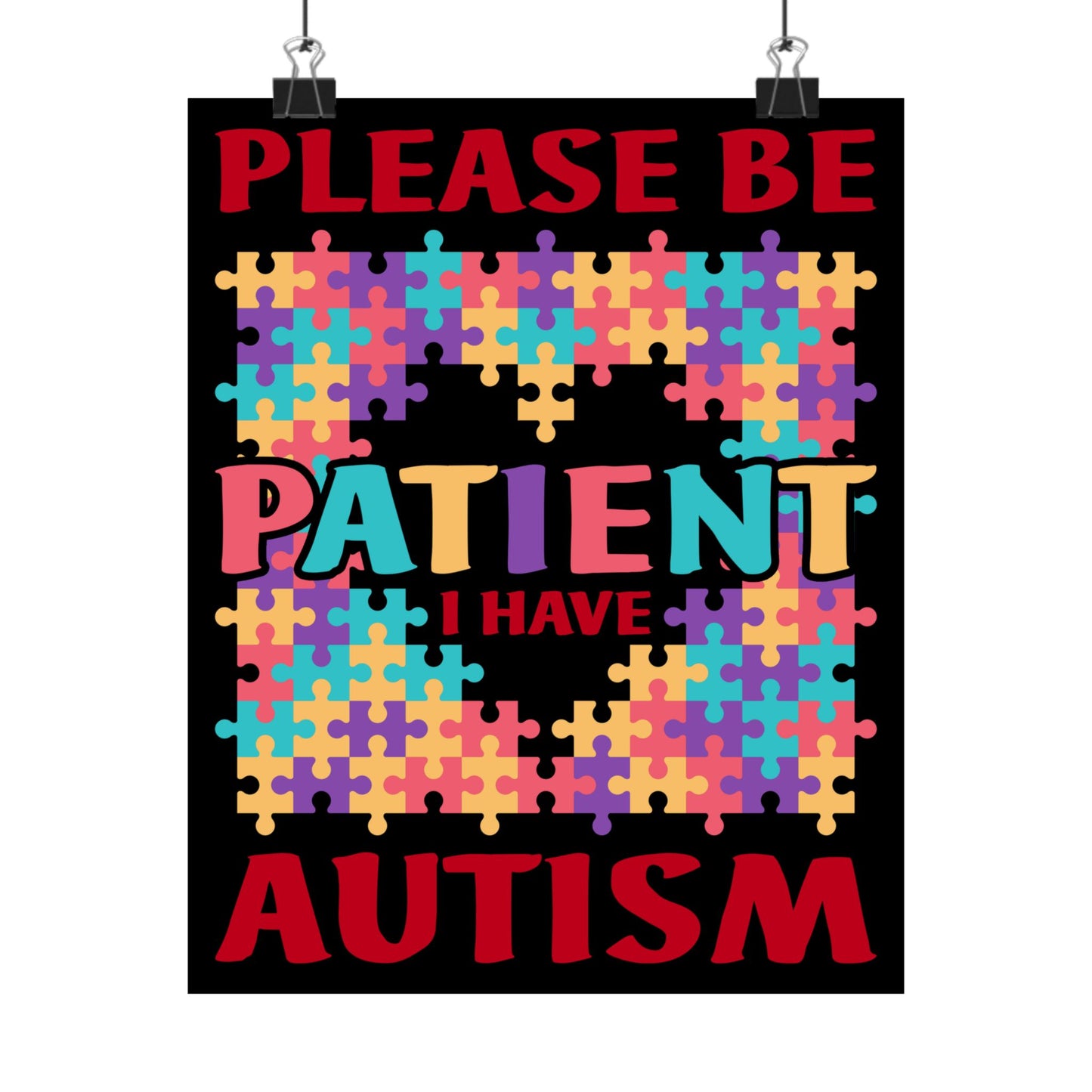 Please Be Patient I Have Autism Puzzle Hand Gift - Wall Art