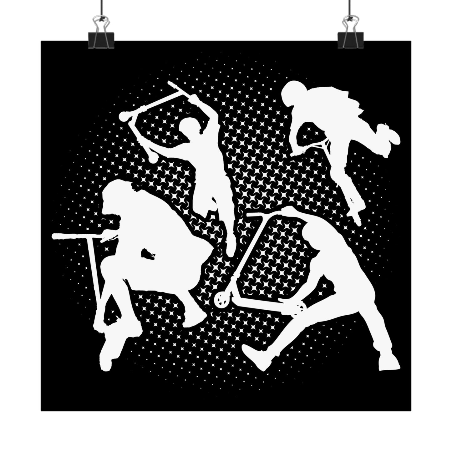 Scooter Stunt Silhouette Matte Poster — Extreme Freestyle Scooter Wall Art