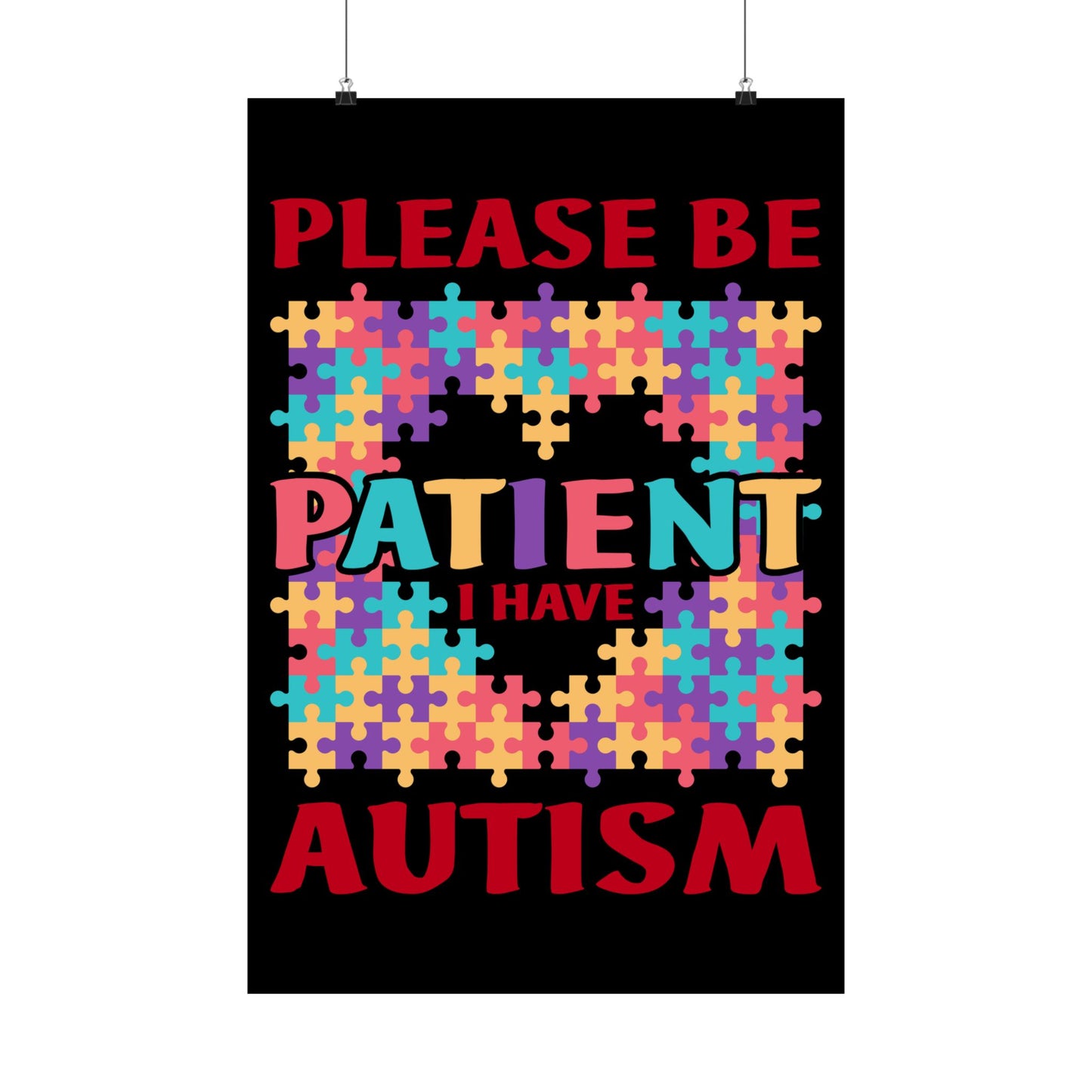 Please Be Patient I Have Autism Puzzle Hand Gift - Wall Art