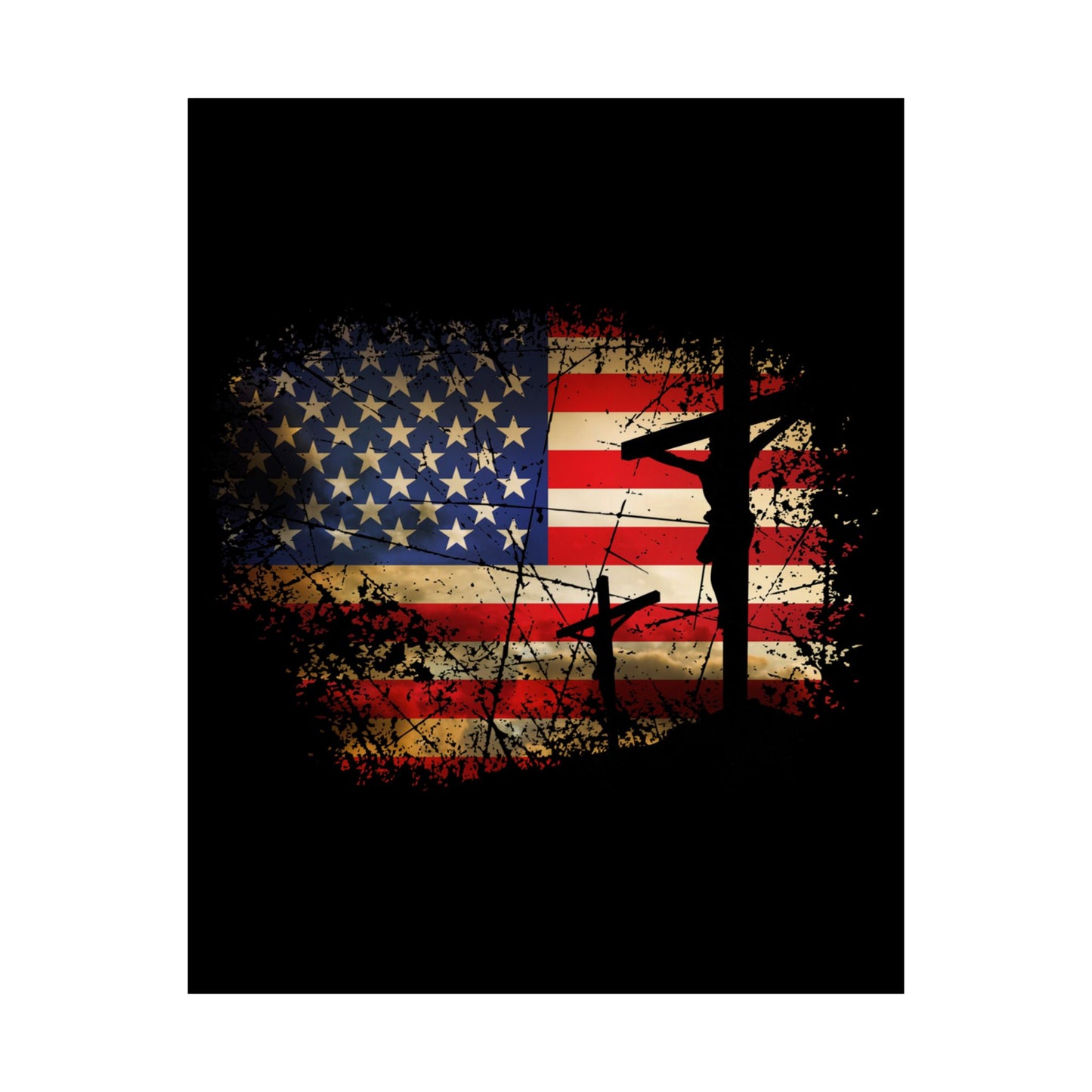 Cross Christ American Flag Pride Hand Christian Lover Gift - Wall Art