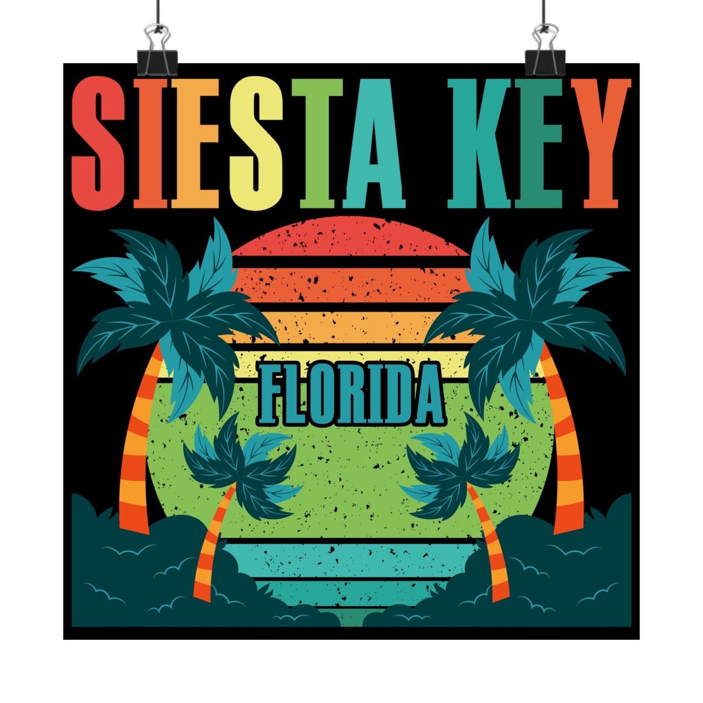 Siesta Key Beach Florida Fl Vintage Vaporwave Retro 80S - Wall Art