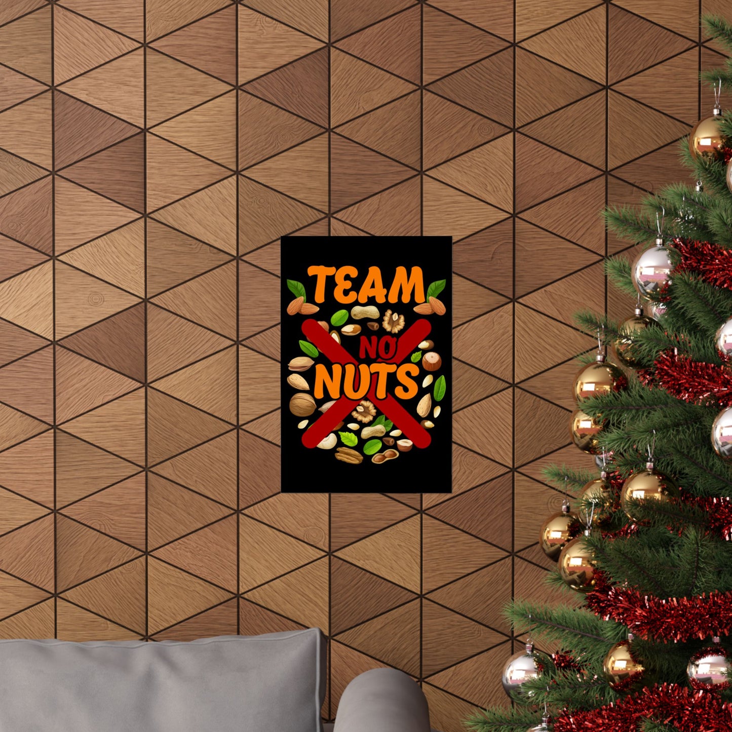 Gender Reveal Team No Nuts Girl Matching Family Baby Party - Wall Art