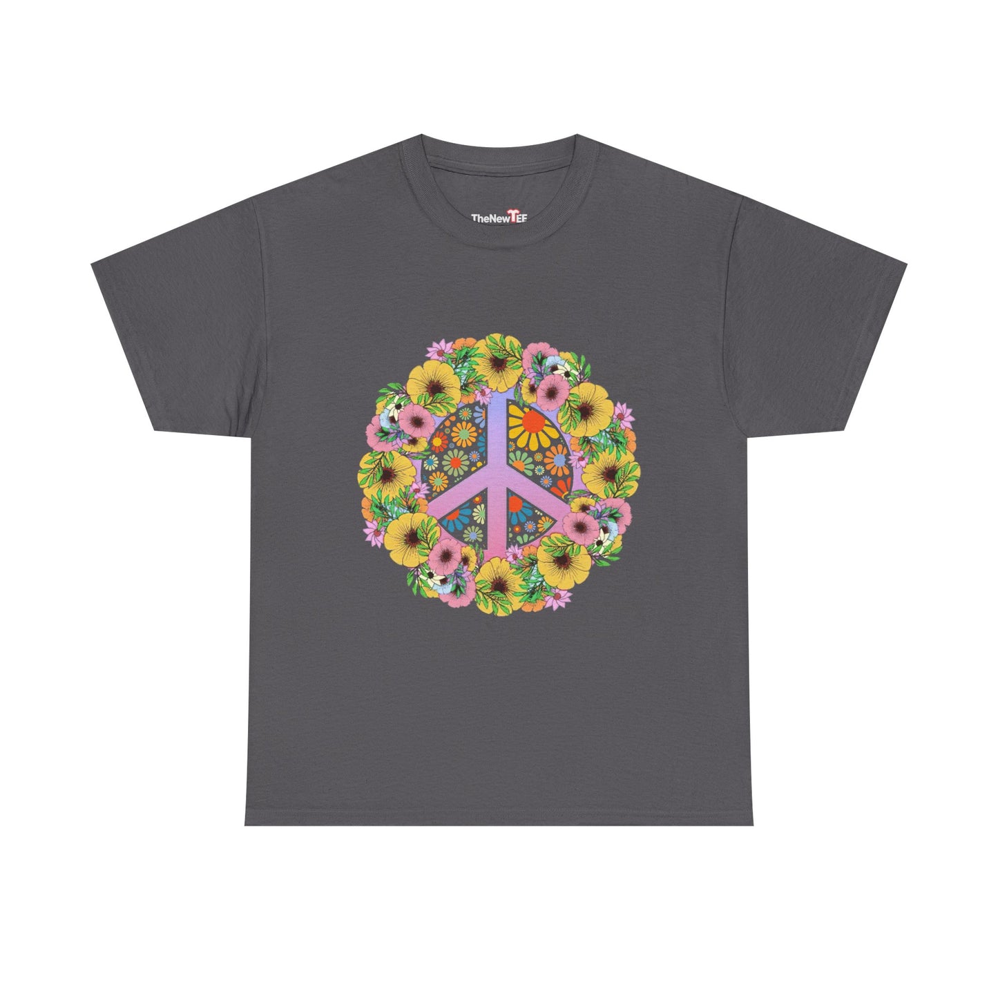 Peace Sign Bright Colorful Flower 60S 70S - Unisex T-Shirt
