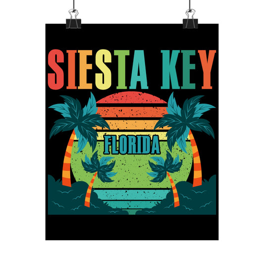 Siesta Key Beach Florida Fl Vintage Vaporwave Retro 80S - Wall Art