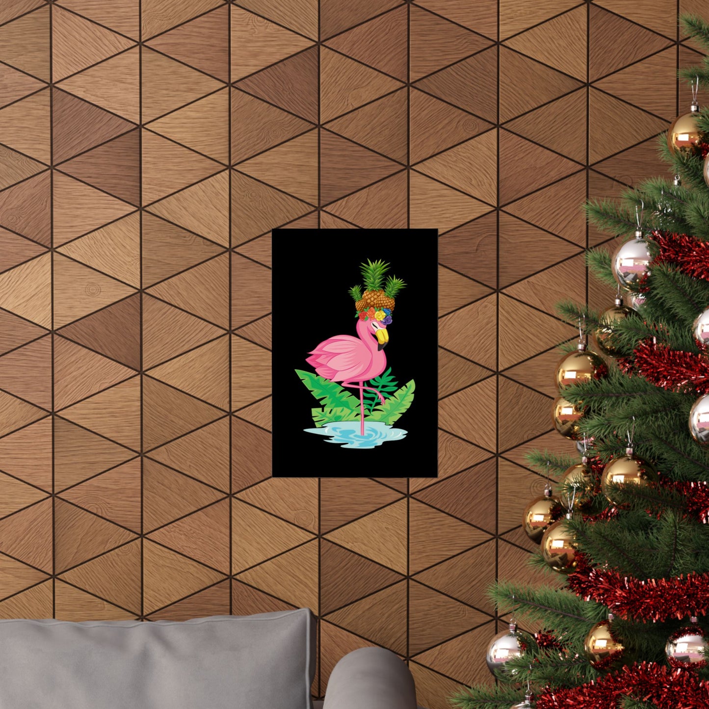 Funny Flamingo Pineapple Pun Lover Gift Pine Mingo - Wall Art