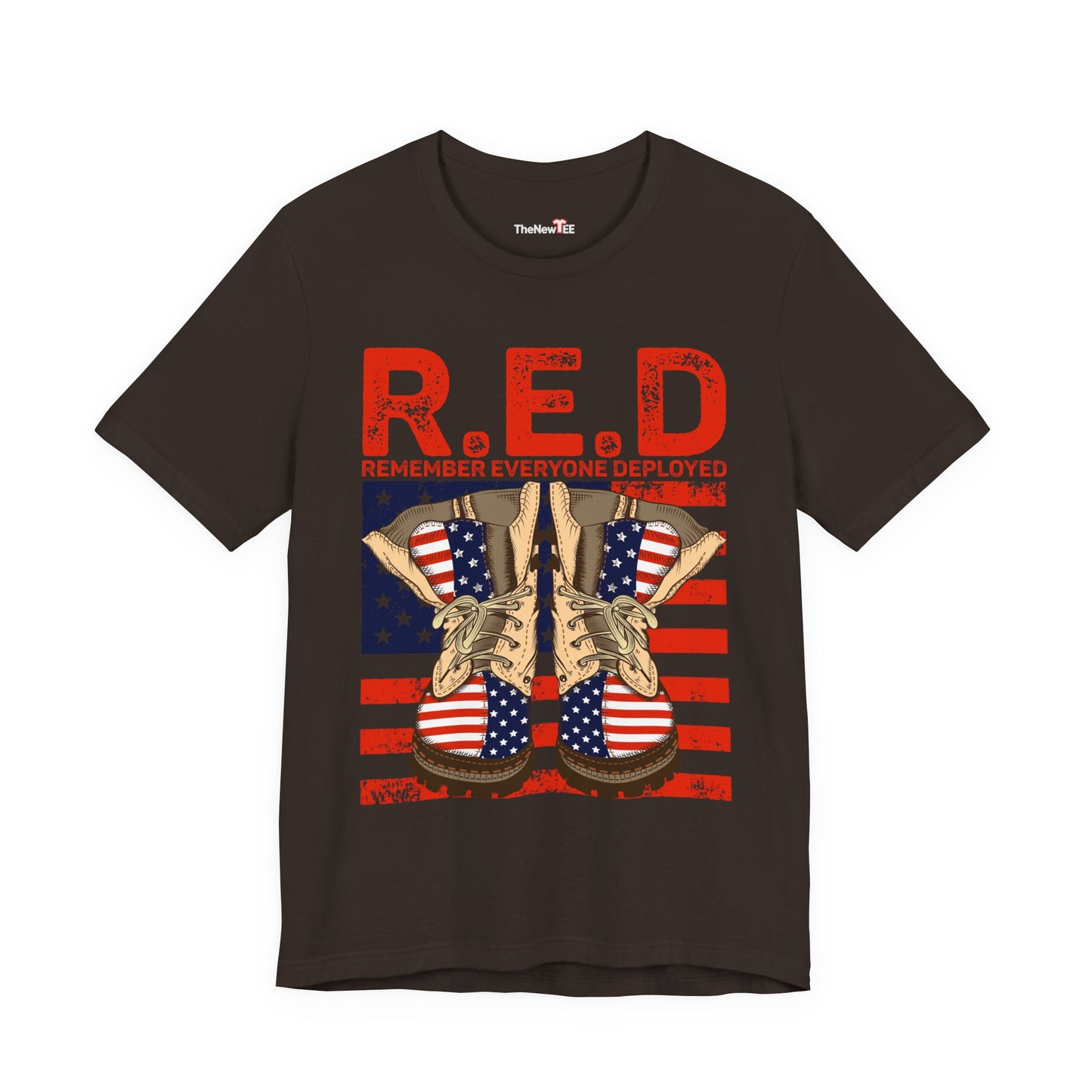 R.E.D. Remember Everyone Deployed Patriotic Military Boots TShirt
