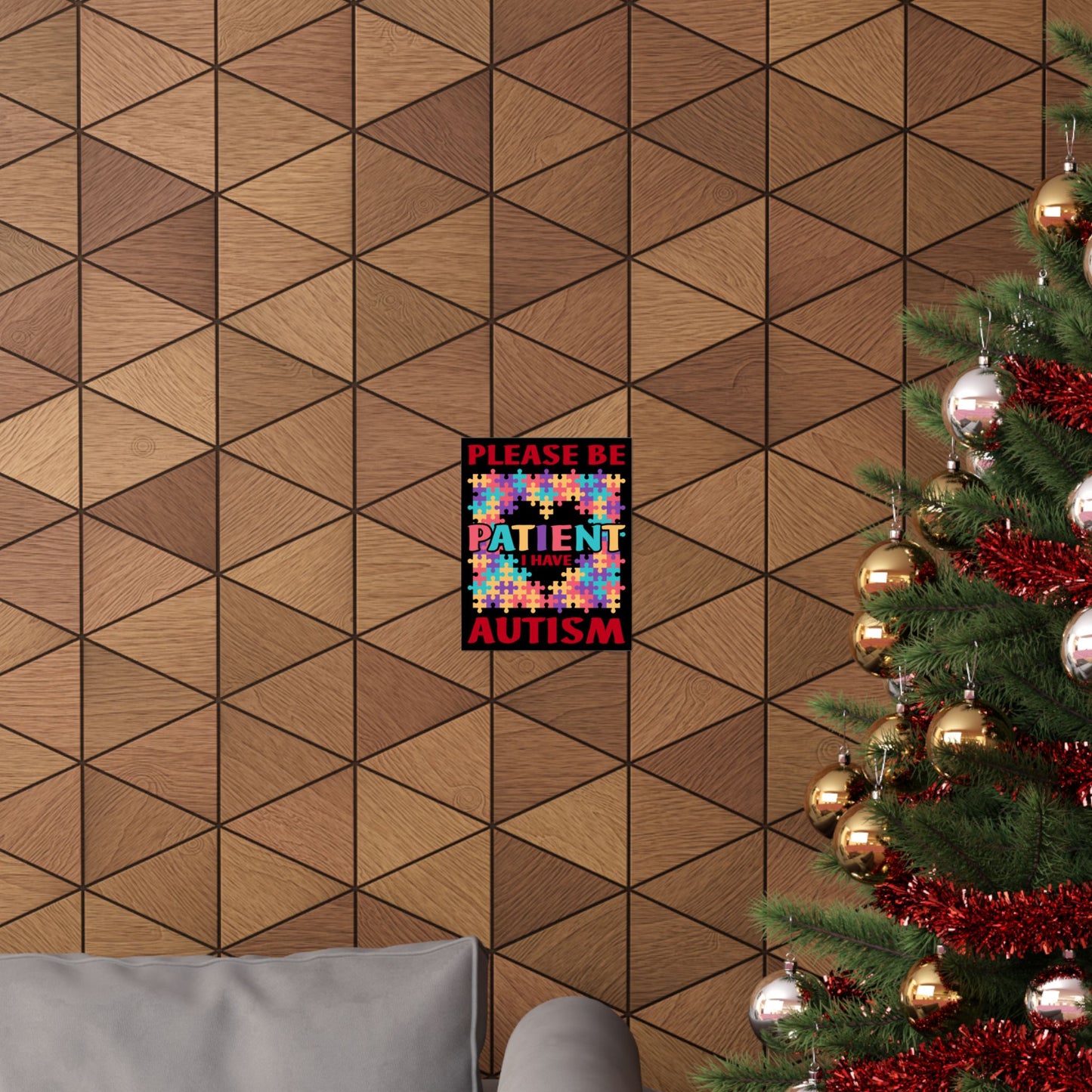 Please Be Patient I Have Autism Puzzle Hand Gift - Wall Art