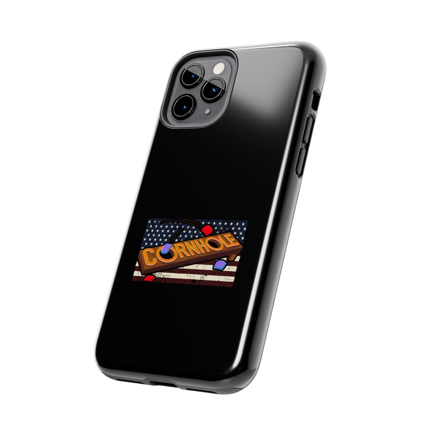 American Flag Cornhole - Rex Valentine Design - Tough Phone Case