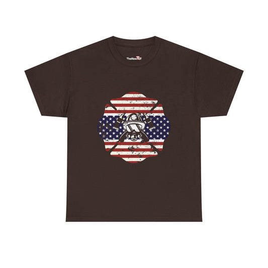 American Flag Firefighter Usa United States Badge - Unisex T-Shirt