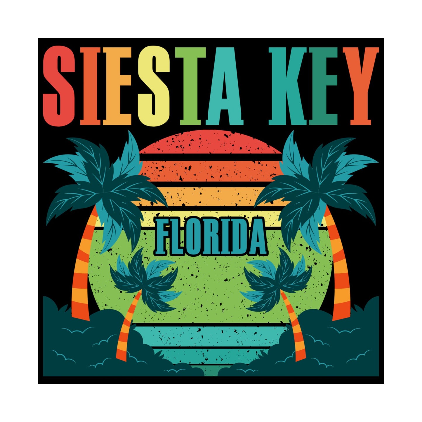 Siesta Key Beach Florida Fl Vintage Vaporwave Retro 80S - Wall Art