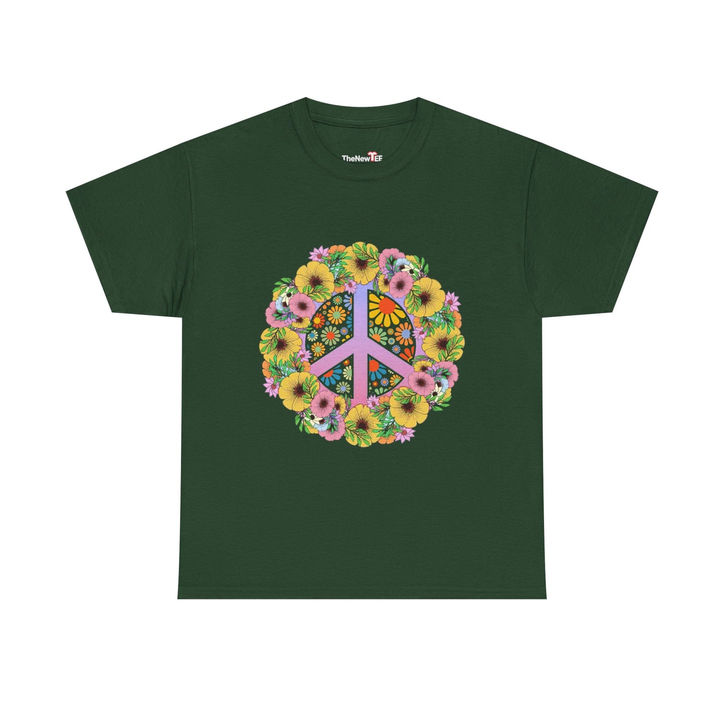 Peace Sign Bright Colorful Flower 60S 70S - Unisex T-Shirt