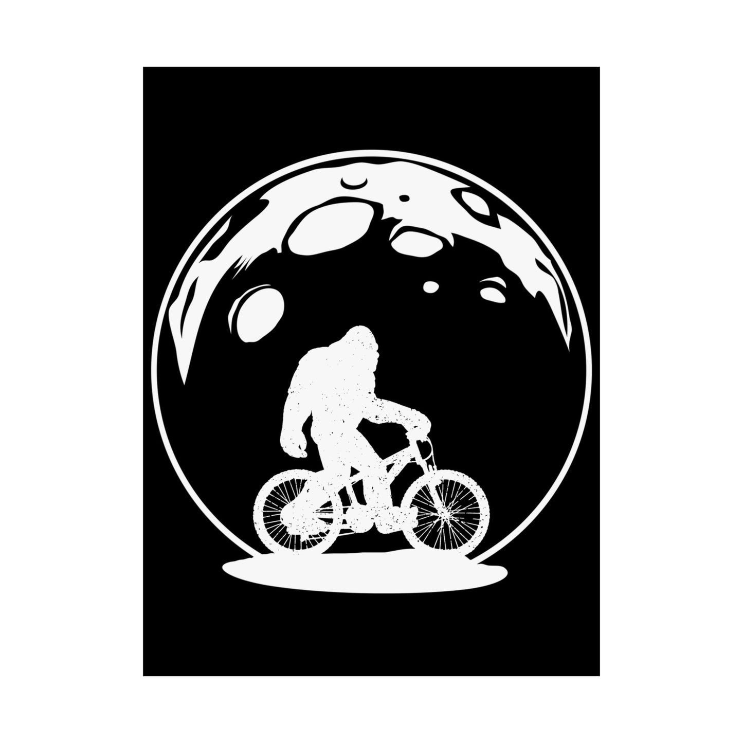 Yeti Riding Moon Bike Halloween Lunar Cycling Bigfoot - Wall Art