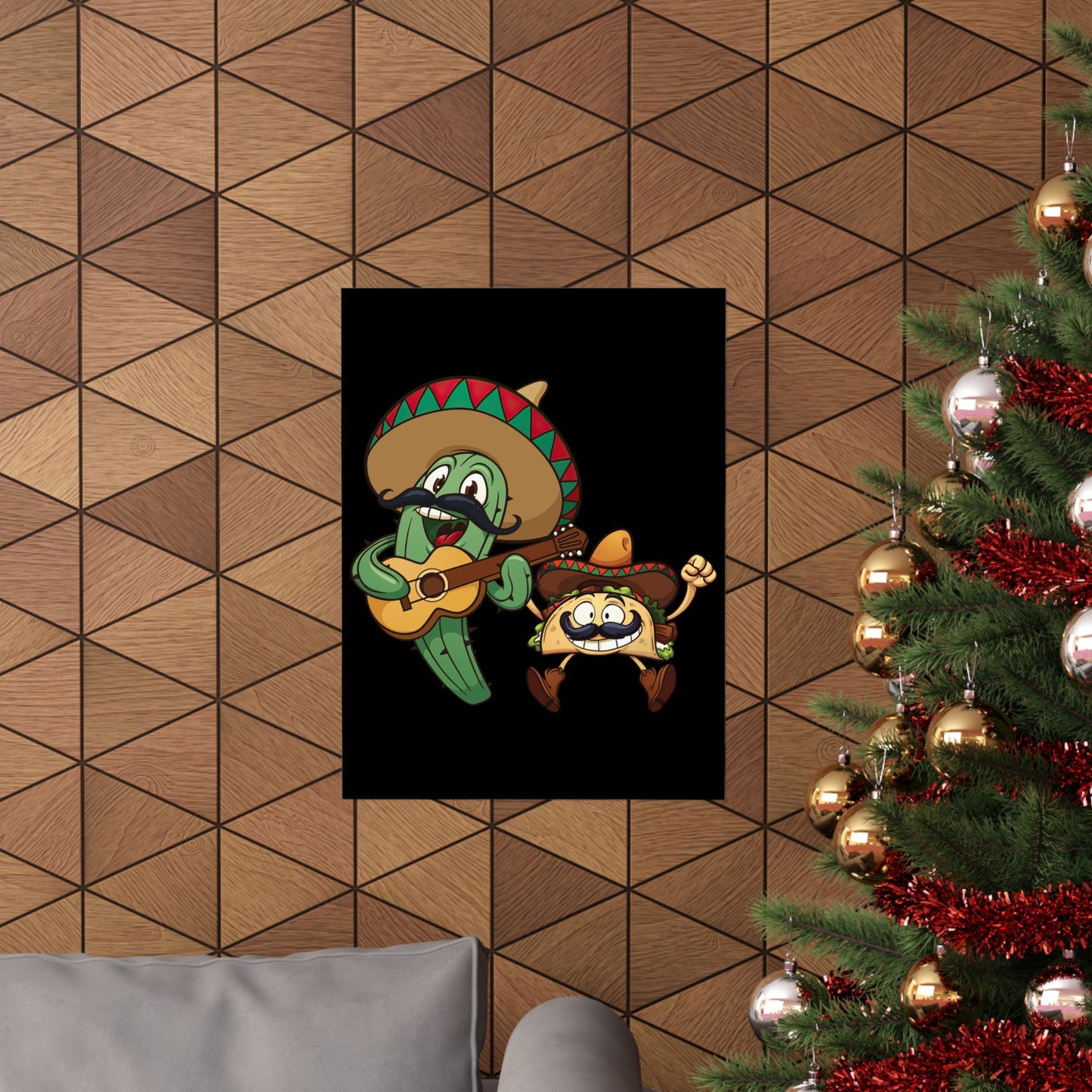 Guitar Mexico Fiesta Cactus Guitarist Sombrero Cinco De Mayo - Wall Art