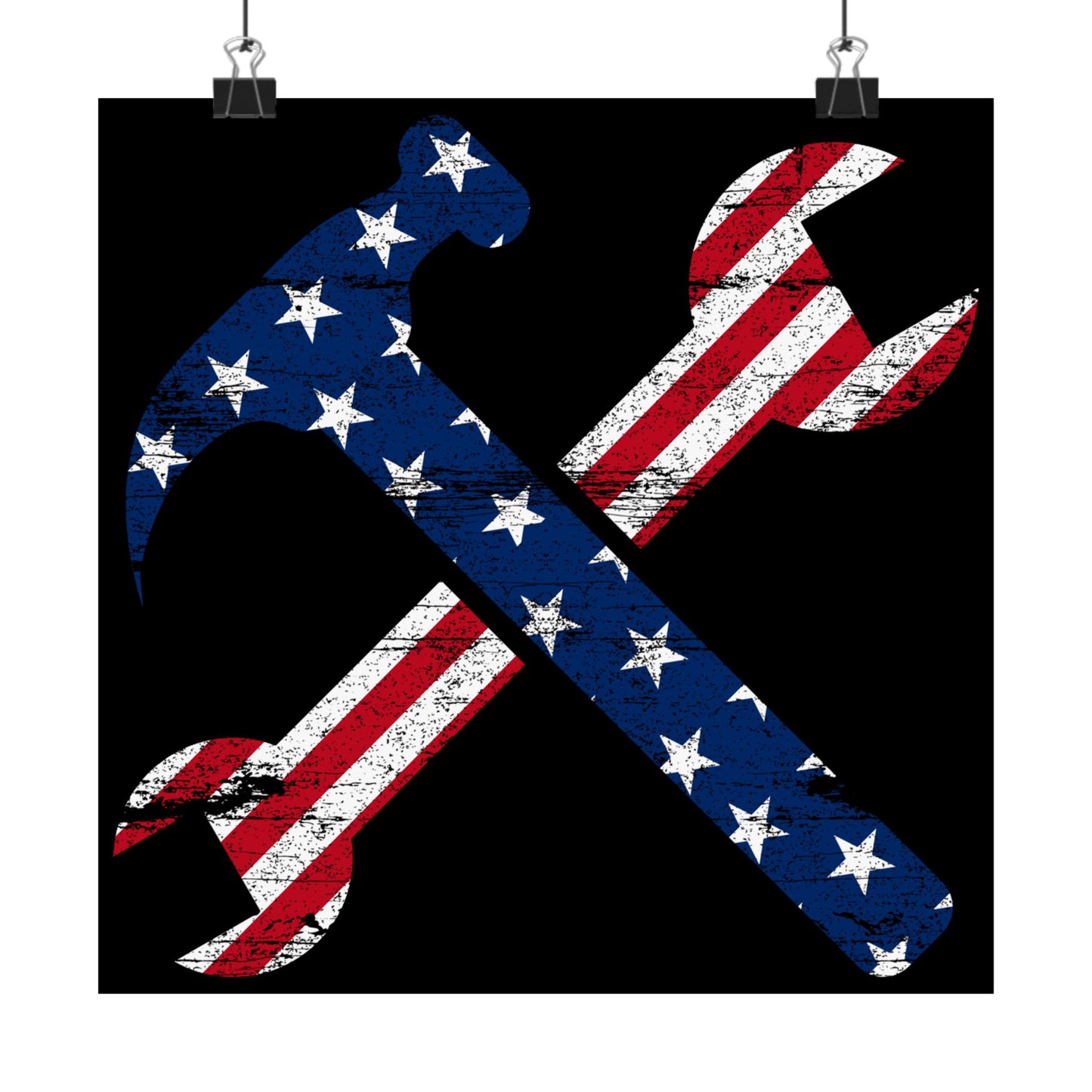 American Flag Ironworker And Tools - Wall Art