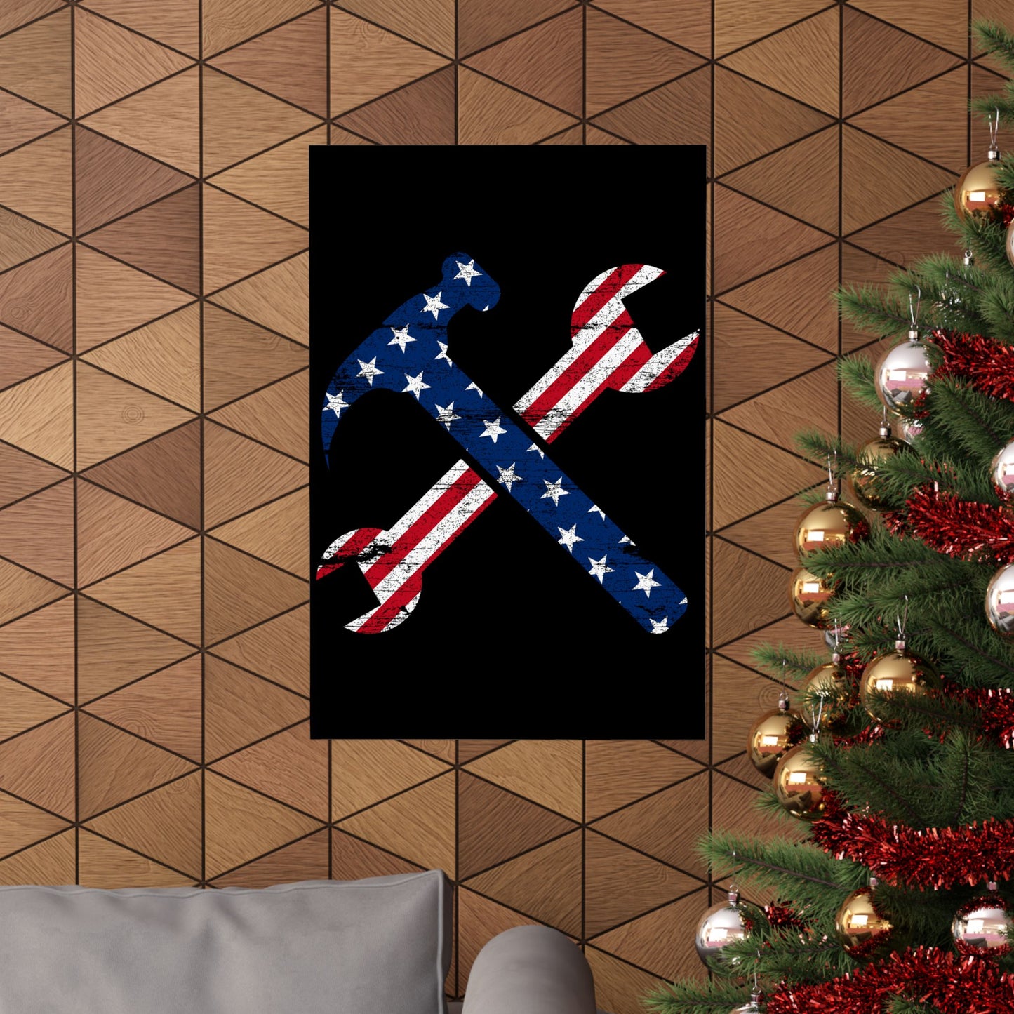 American Flag Ironworker And Tools - Wall Art