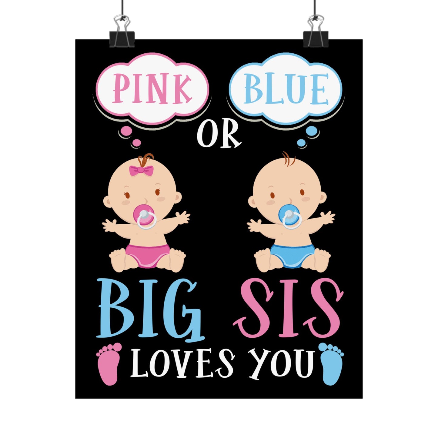 Big Sister Baby Shower Pink Blue - Wall Art