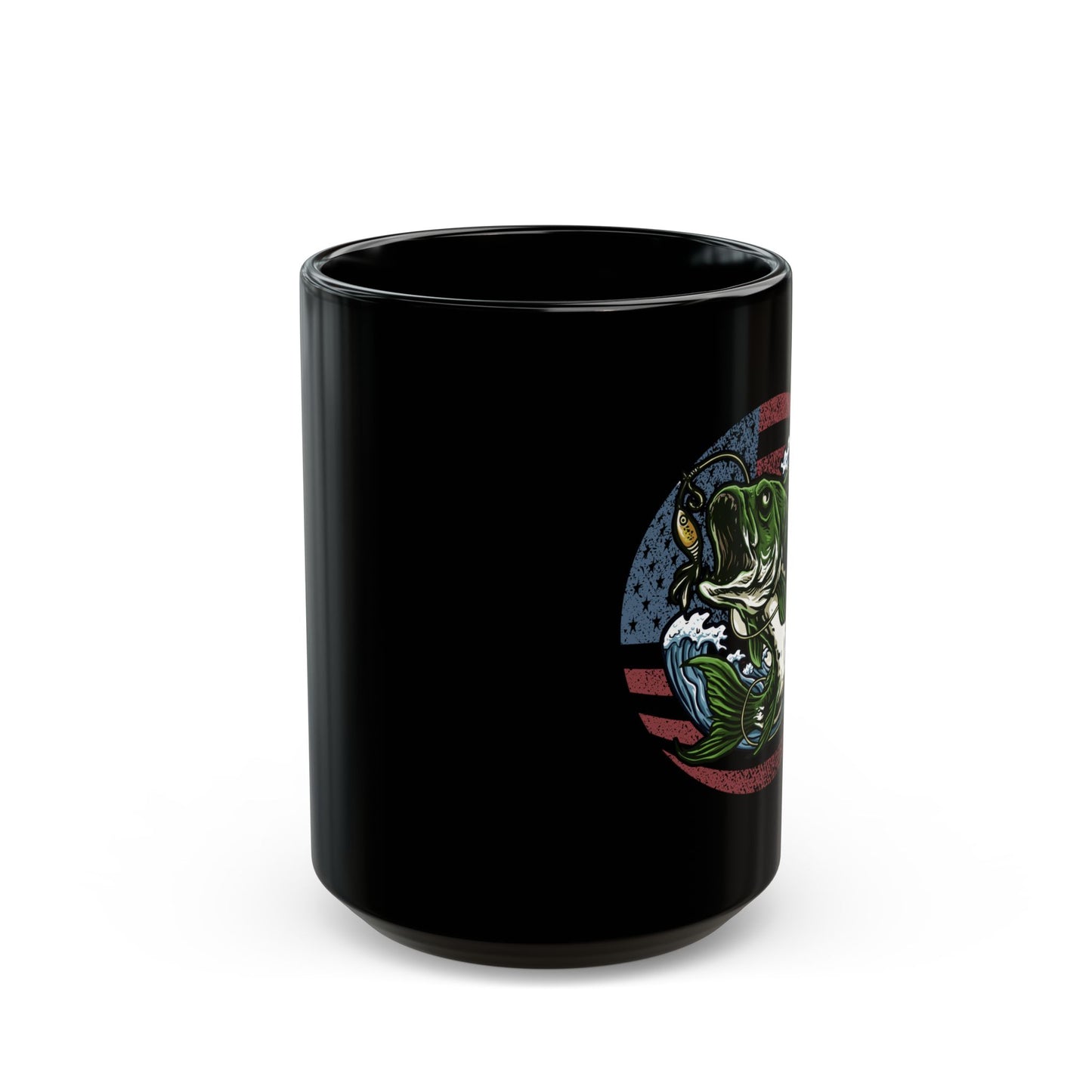 Fishing American Flag Vintage - Black Mug