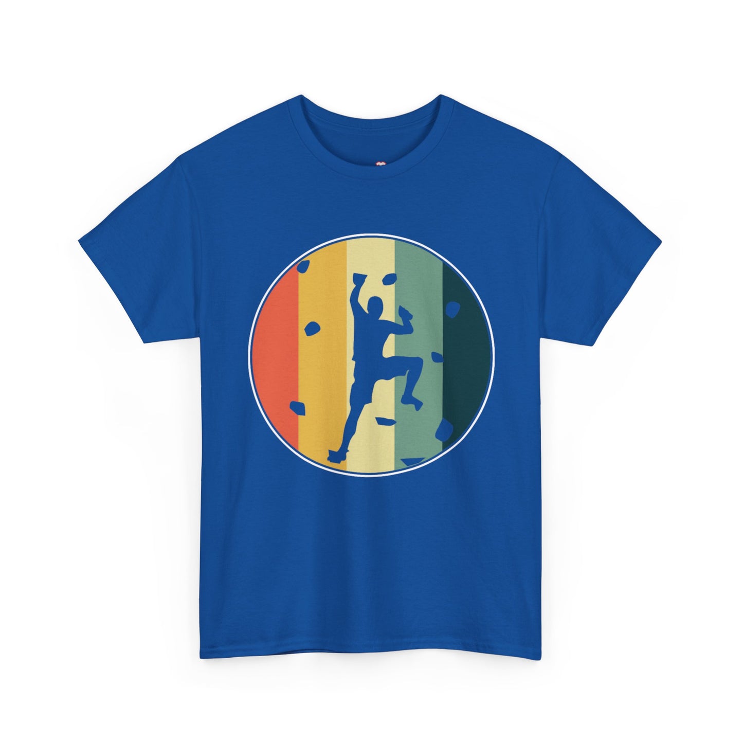 Rock Climbing T-Shirt — Retro Stripe Bouldering Silhouette Tee