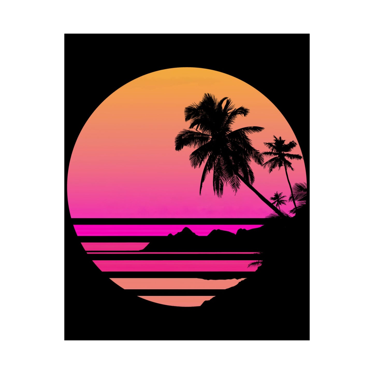 Palm Tree Shirt Tropical Beach Vintage Retro Style 70S 80S - Wall Art
