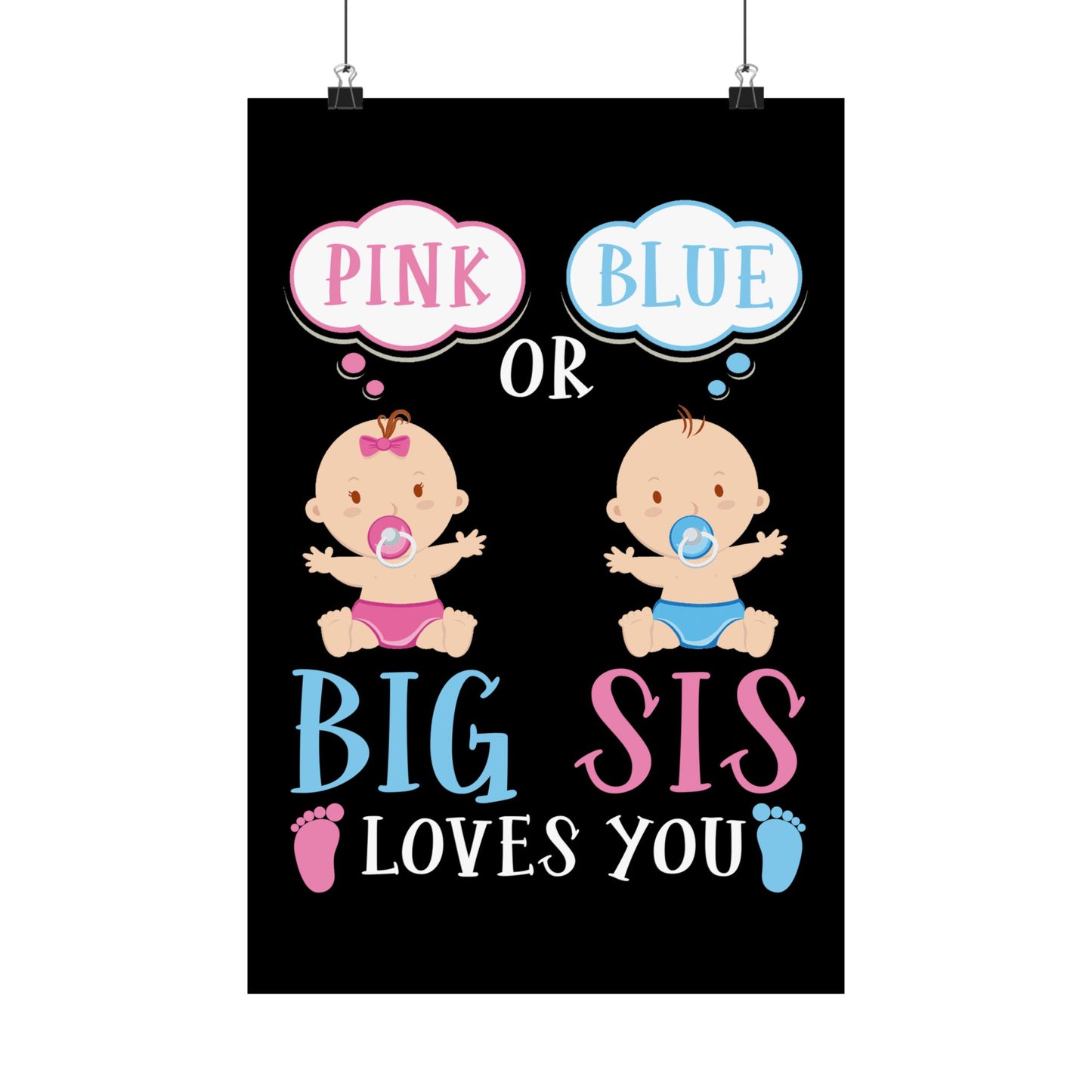 Big Sister Baby Shower Pink Blue - Wall Art