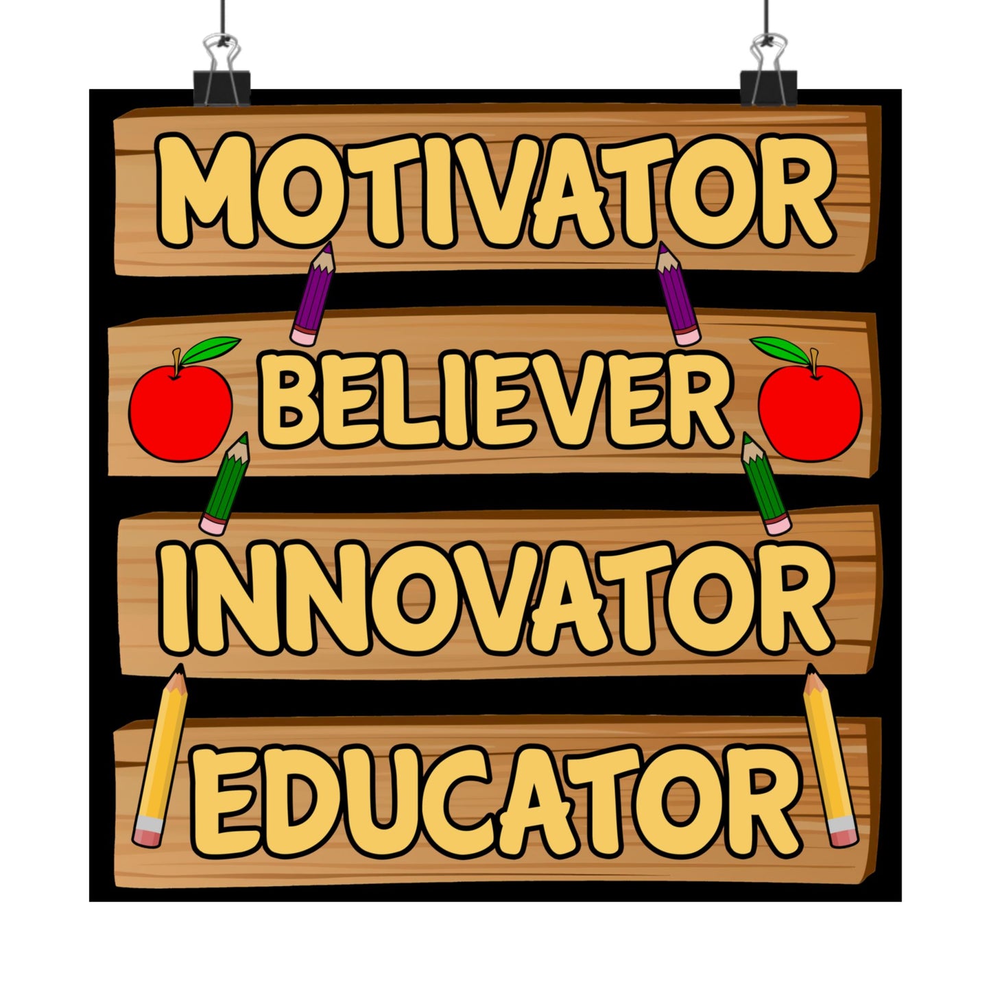 Teacher Motivator Believer Innovator Educator - Wall Art