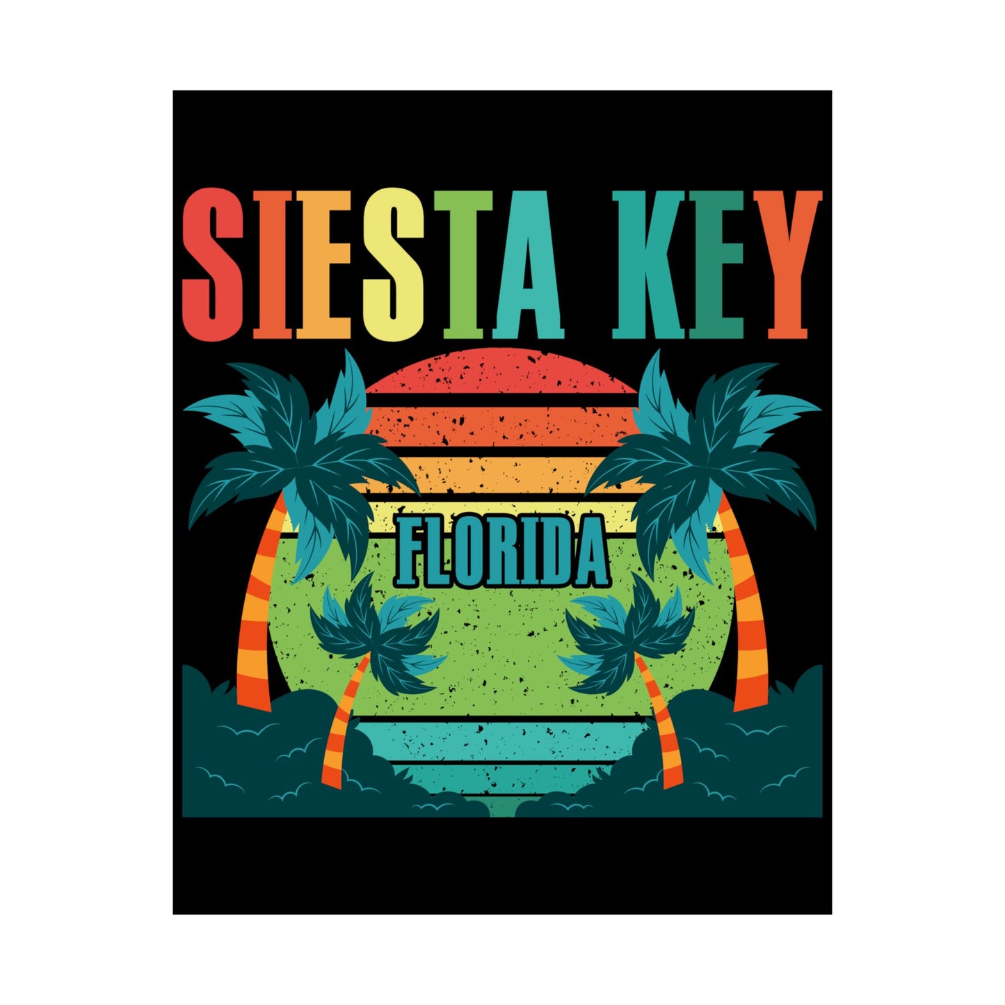 Siesta Key Beach Florida Fl Vintage Vaporwave Retro 80S - Wall Art