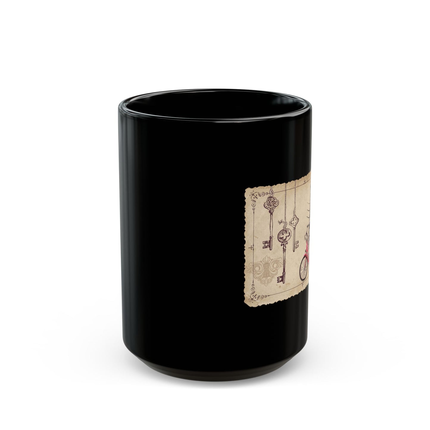 Paris Bicycle Floral Black Mug