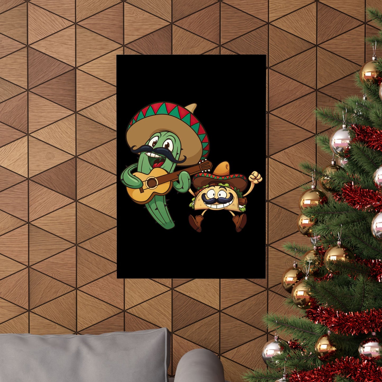 Guitar Mexico Fiesta Cactus Guitarist Sombrero Cinco De Mayo - Wall Art